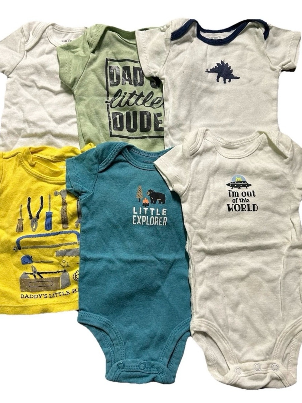 Baby Boy Short Sleeve Bodysuits Dinosaurs Bears Aliens Size 0-3 Months